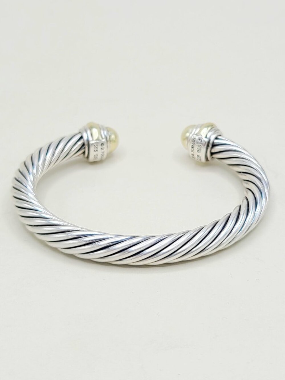 David Yurman Classic Cable Bracelet w/ 14K Yellow Gold - 7mm - Size Medium - Picture 4 of 9